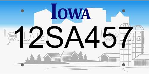 12SA457 Iowa License Plate