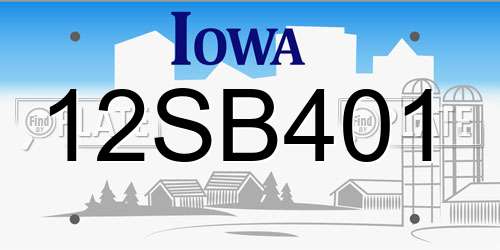 12SB401 Iowa License Plate