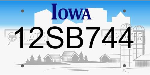 12SB744 Iowa License Plate