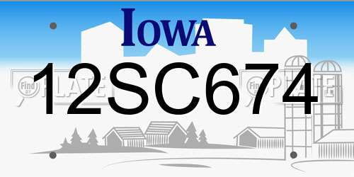 12SC674 Iowa License Plate