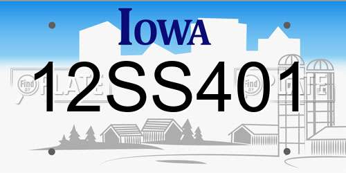 12SS401 Iowa License Plate