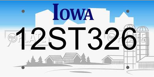 12ST326 Iowa License Plate