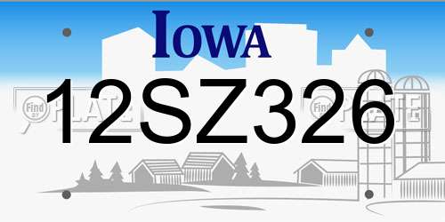 12SZ326 Iowa License Plate