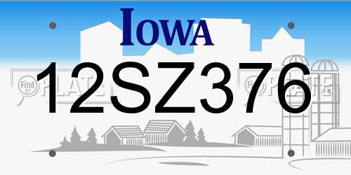 12SZ376 Iowa License Plate