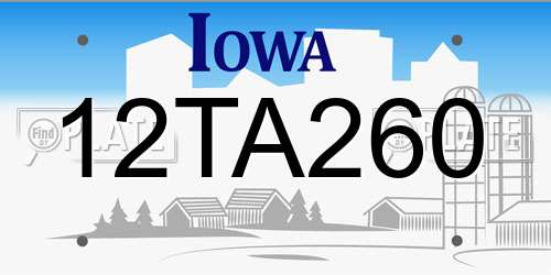 12TA260 Iowa License Plate