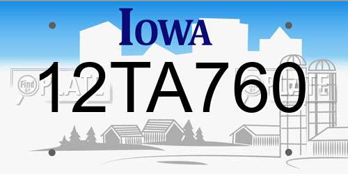 12TA760 Iowa License Plate