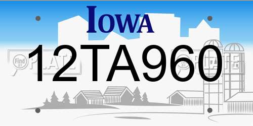 12TA960 Iowa License Plate
