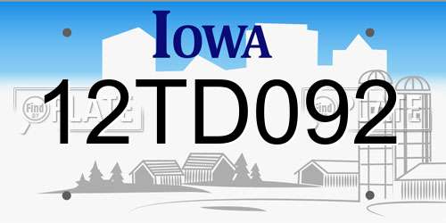 12TD092 Iowa License Plate