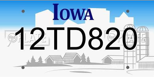 12TD820 Iowa License Plate