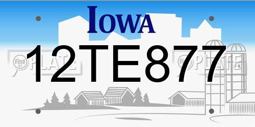 12TE877 Iowa License Plate
