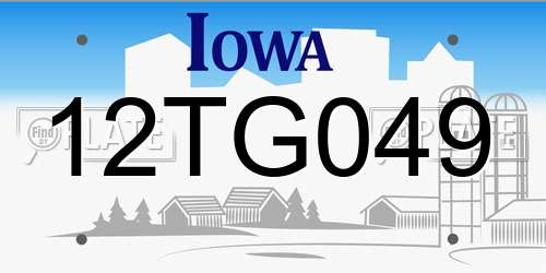 12TG049 Iowa License Plate