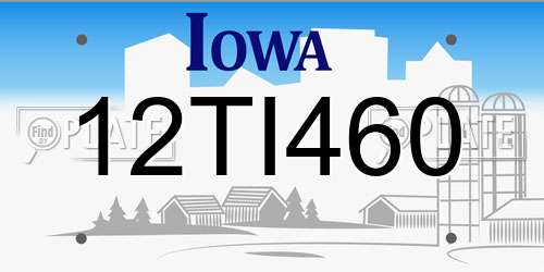 12TI460 Iowa License Plate