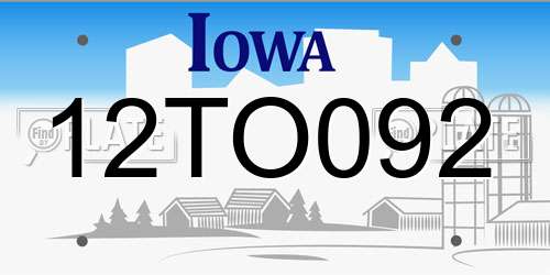 12TO092 Iowa License Plate