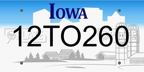 12TO260 Iowa License Plate