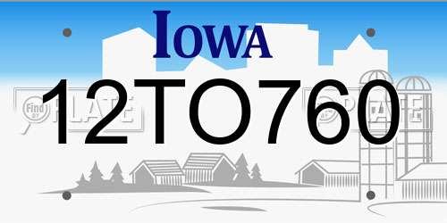 12TO760 Iowa License Plate