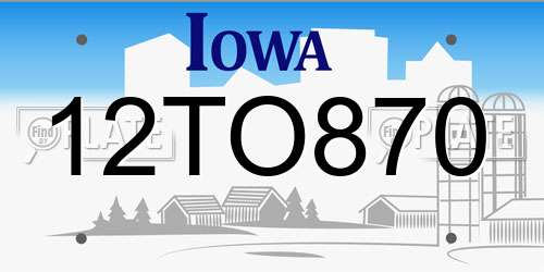 12TO870 Iowa License Plate