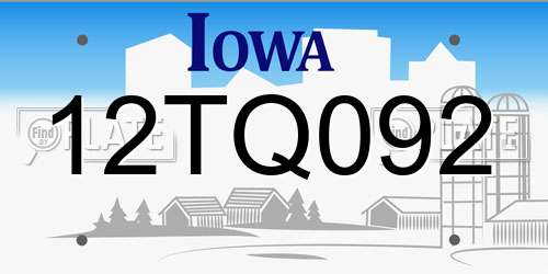 12TQ092 Iowa License Plate