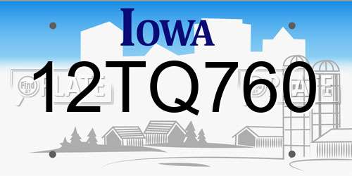 12TQ760 Iowa License Plate