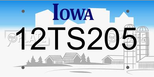 12TS205 Iowa License Plate