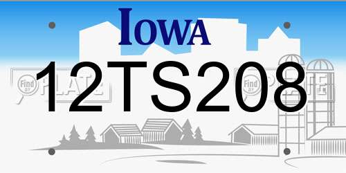 12TS208 Iowa License Plate