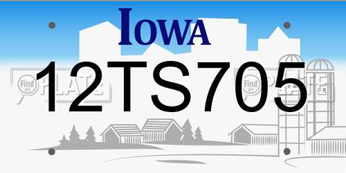 12TS705 Iowa License Plate