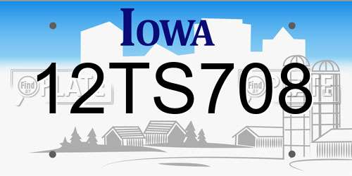 12TS708 Iowa License Plate