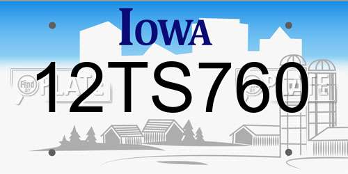 12TS760 Iowa License Plate