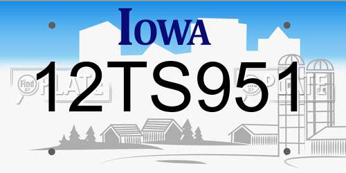 12TS951 Iowa License Plate