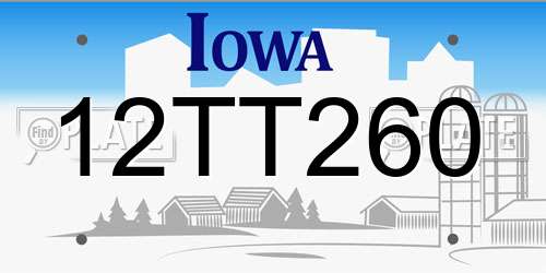 12TT260 Iowa License Plate