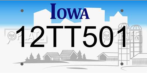 12TT501 Iowa License Plate
