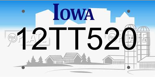 12TT520 Iowa License Plate