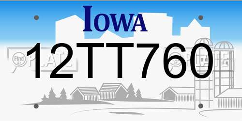 12TT760 Iowa License Plate