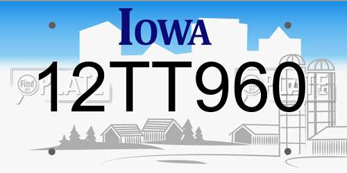 12TT960 Iowa License Plate
