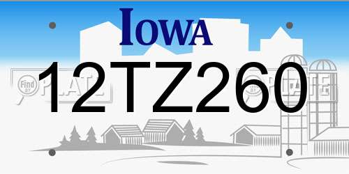 12TZ260 Iowa License Plate