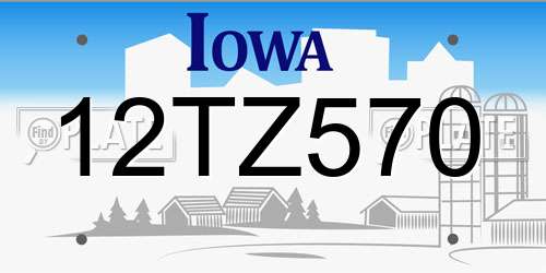 12TZ570 Iowa License Plate