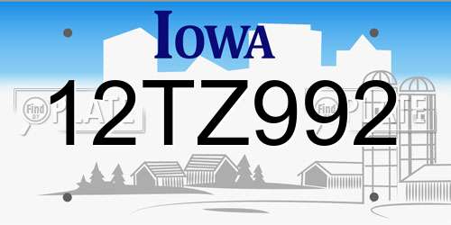 12TZ992 Iowa License Plate