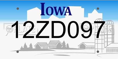 12ZD097 Iowa License Plate