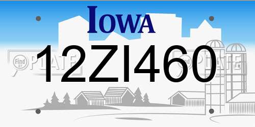 12ZI460 Iowa License Plate