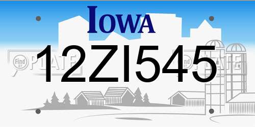 12ZI545 Iowa License Plate