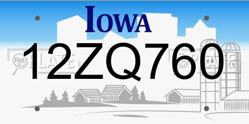 12ZQ760 Iowa License Plate
