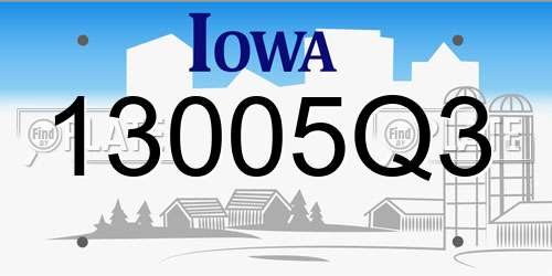 13005Q3 Iowa License Plate