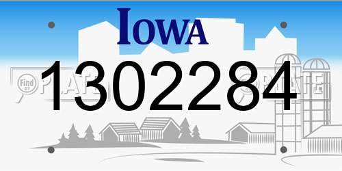 1302284 Iowa License Plate