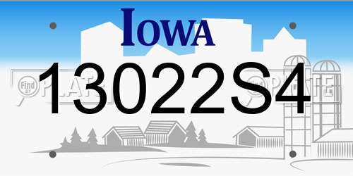 13022S4 Iowa License Plate