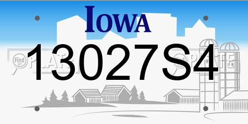 13027S4 Iowa License Plate