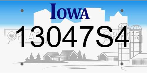 13047S4 Iowa License Plate