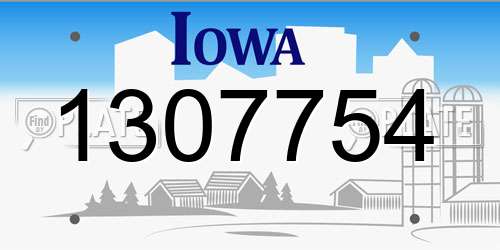 1307754 Iowa License Plate
