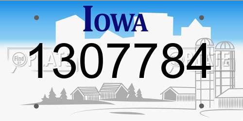 1307784 Iowa License Plate