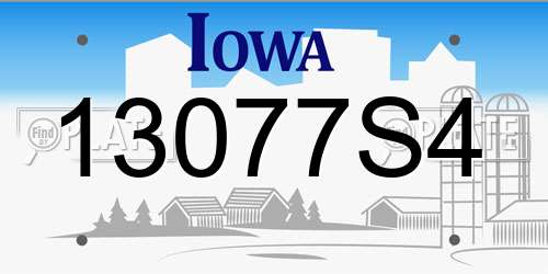 13077S4 Iowa License Plate