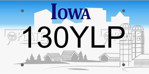 130YLP Iowa License Plate