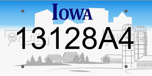13128A4 Iowa License Plate